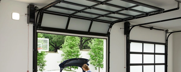 Wall mount design frees up ceiling space in your garage, reduces noise and vibration.