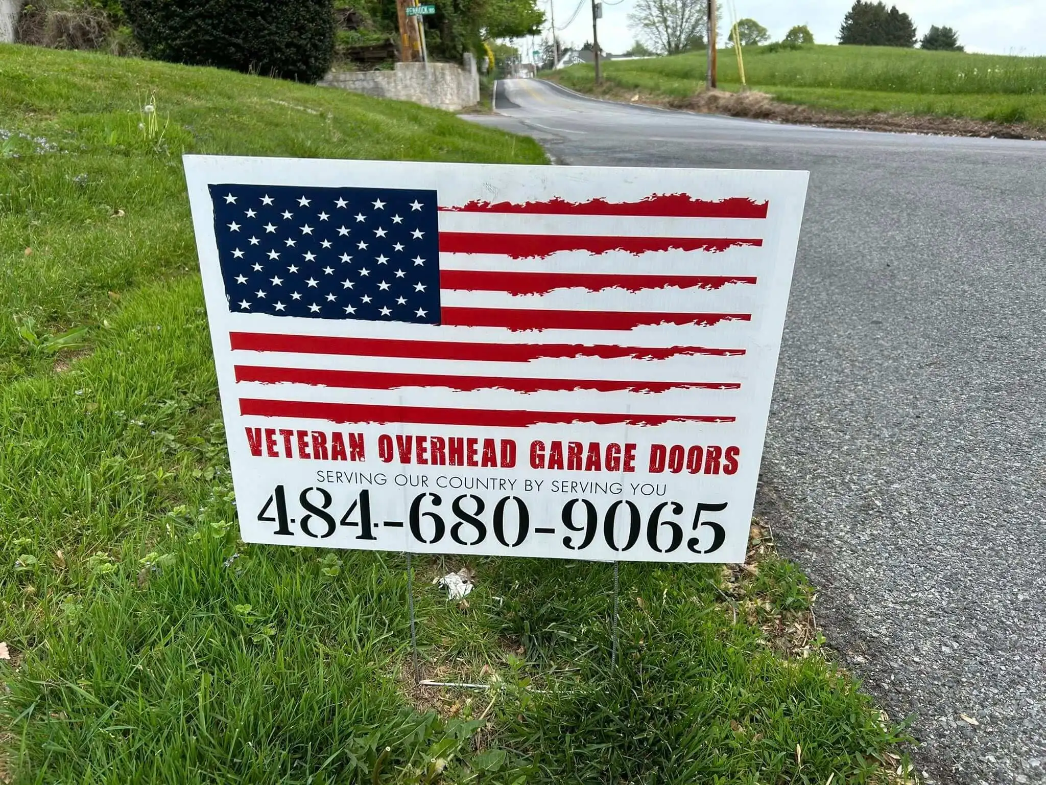 Veteran Overhead Garage Doors Lawn Sign