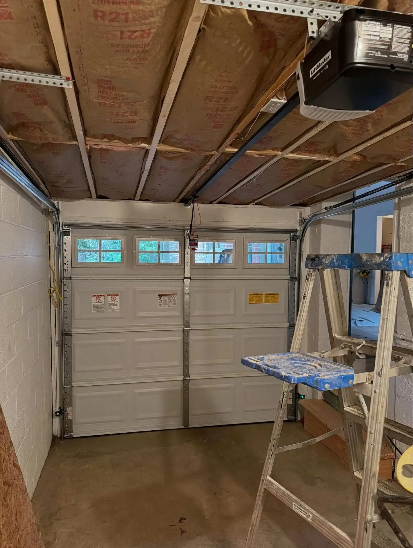 Interior view of the rebuild garage after Veteran Overhead Garage Doors